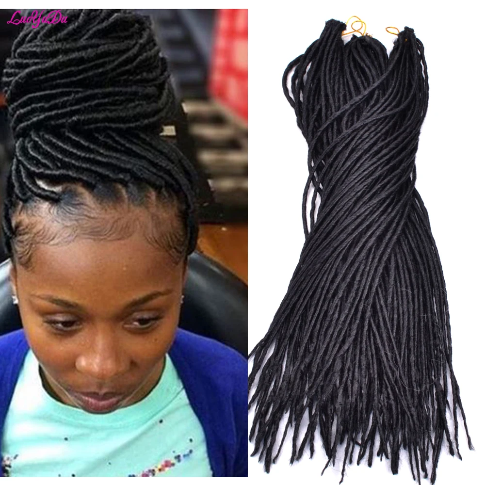 

LUOYUDU Ombre Synthetic Dreadlocks Hair Extensions Crochet Braiding Hair Black Brown Bug Dreadlocs Crochet Braids For Women