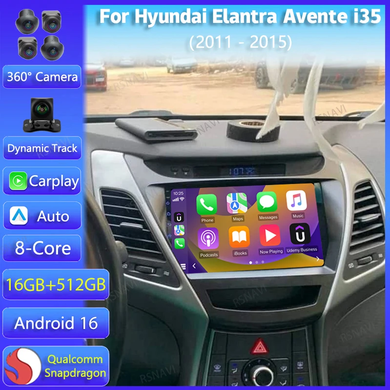 Android 16 Carplay Auto For Hyundai Elantra I35 2011 2012 2013 2014 2015 Car Radio Multimedia GPS Player WIFI+4G BT 2 Din Stereo