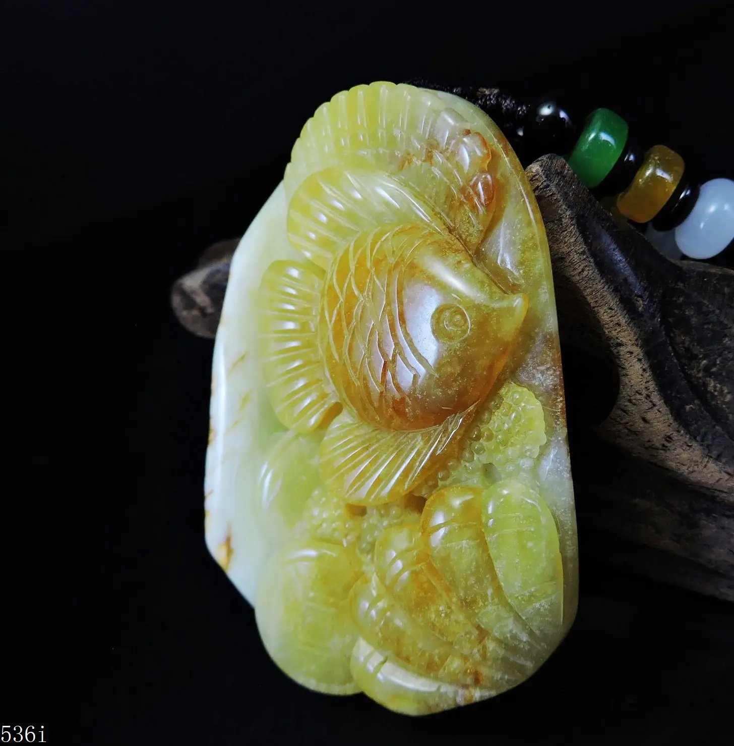 Jade Jewelry Natural Jade Pendant Necklace Hand-Carved seashell&angel fish Jadeite Necklace Pendant Gift No Treatment 536i