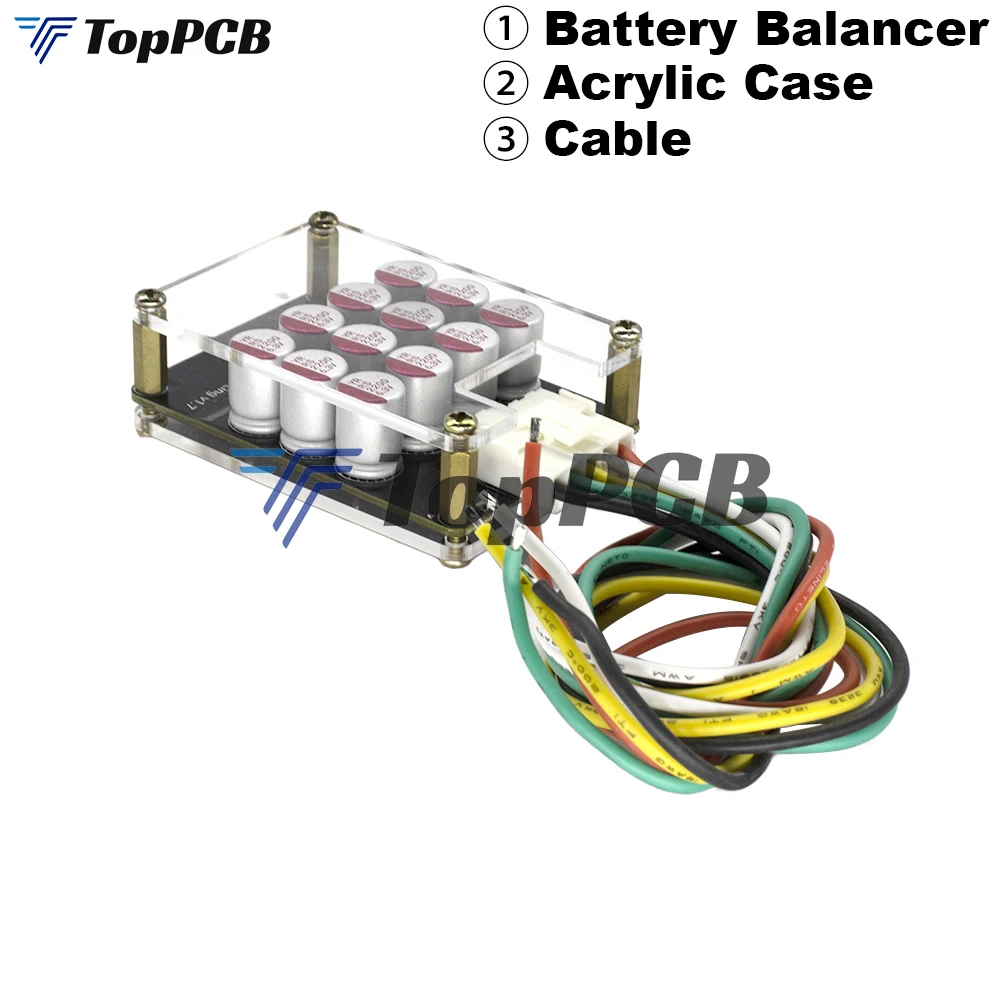 5.5A BMS 4S Active Balancer Equalizer Board Li-ion Lifepo4 18650 Battery Power Transfer Balance Capacitor with Acrylic Case