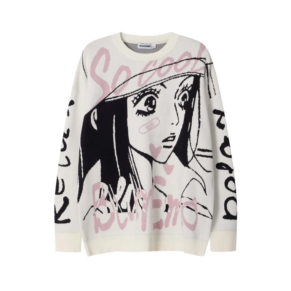 Christmas Kawaii Anime Sweater Men Oversize Punk Knit Cartoon Gothic Tops Winter Clothes Women Y2k Streetwear Designer Pullovers