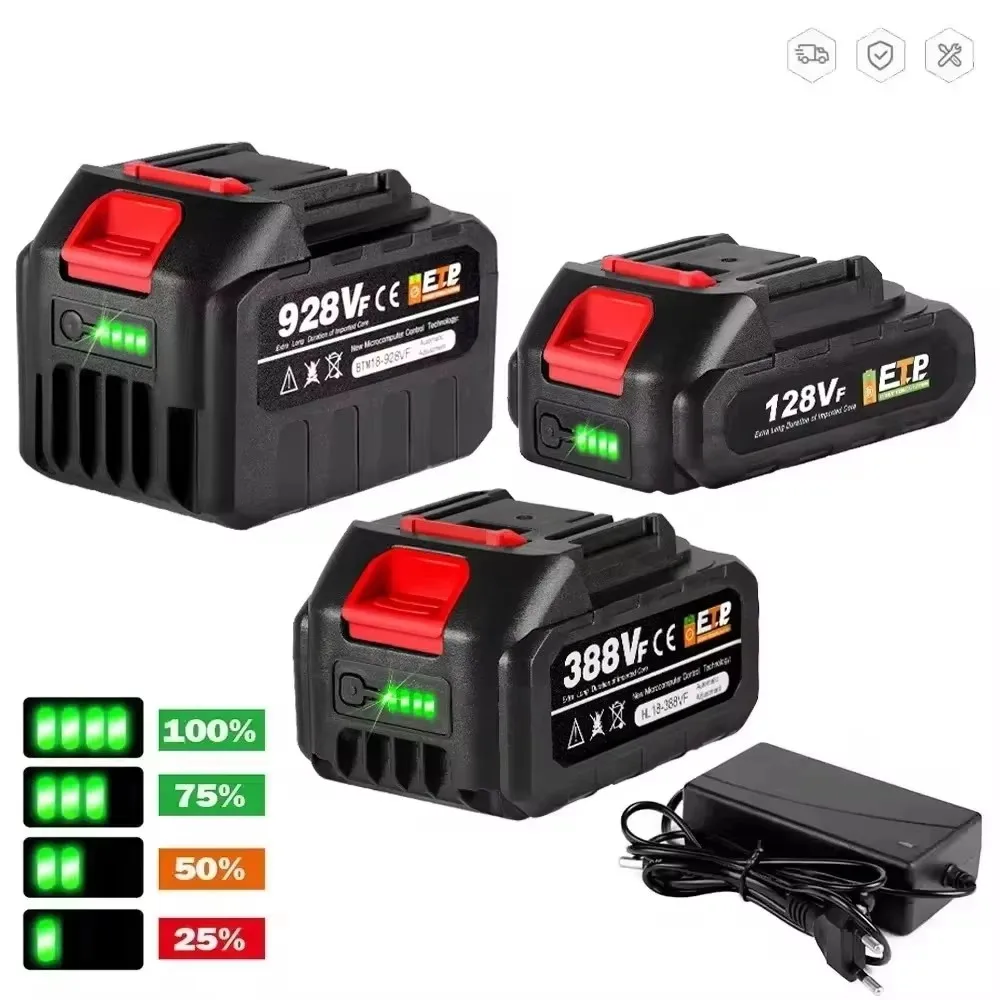 18V-21V Rechargeable Lithium Ion Battery High Capacity with Battery Indicator EU Plug For Makita Battery Electric Power Tools