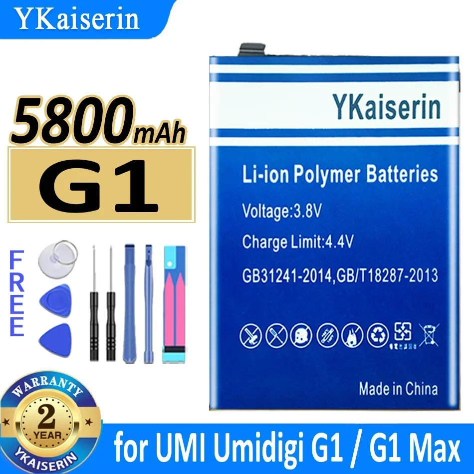 YKaiserin 5800mAh Replacement Battery for UMI Umidigi G1/C1 Max G1Max C1Max Mobile Phone Batteries