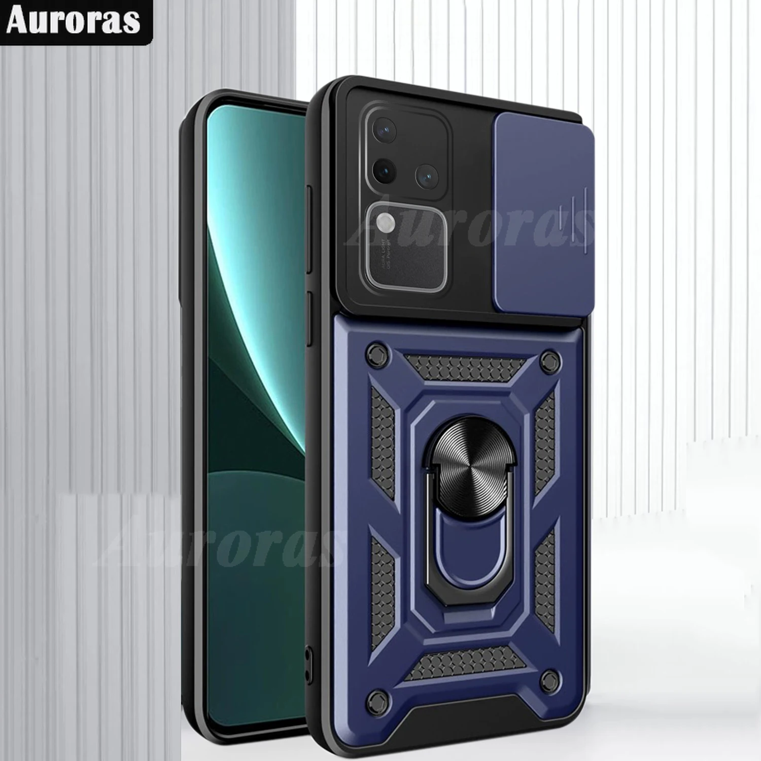 

Auroras For VIVO V30 Pro 5G Case Finger Ring Slide Lens Window Shockproof TPU Shell For Vivo V29 Pro Cover Fundas