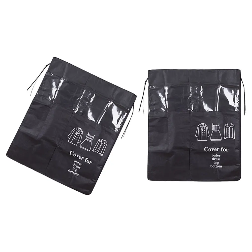 

2Pcs Garment Rack Cover Clothes Rack Dust Protector Washable NonWoven Fabric Clothing Covers For Closet Wardrobe