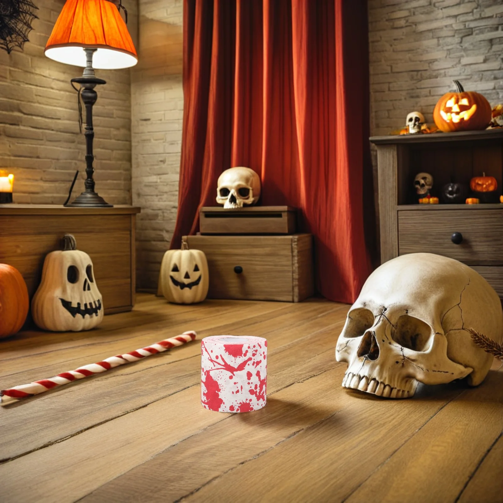 

4 Rolls Halloween Toilet Paper Roll Bloody Handprint Novelty Bathroom Tissue Festive Decorative Holiday Party Use