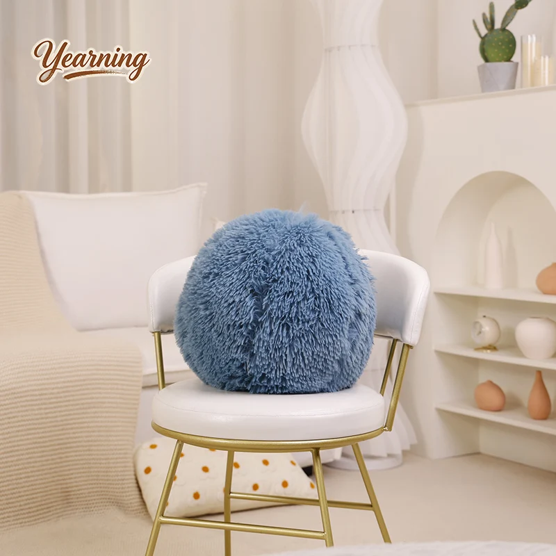 

Soft Plush Ball Pillow Cute Round Lumbar Cushion Toy for Bedroom Bed Sofa Home Decoration Sleeping Pillow