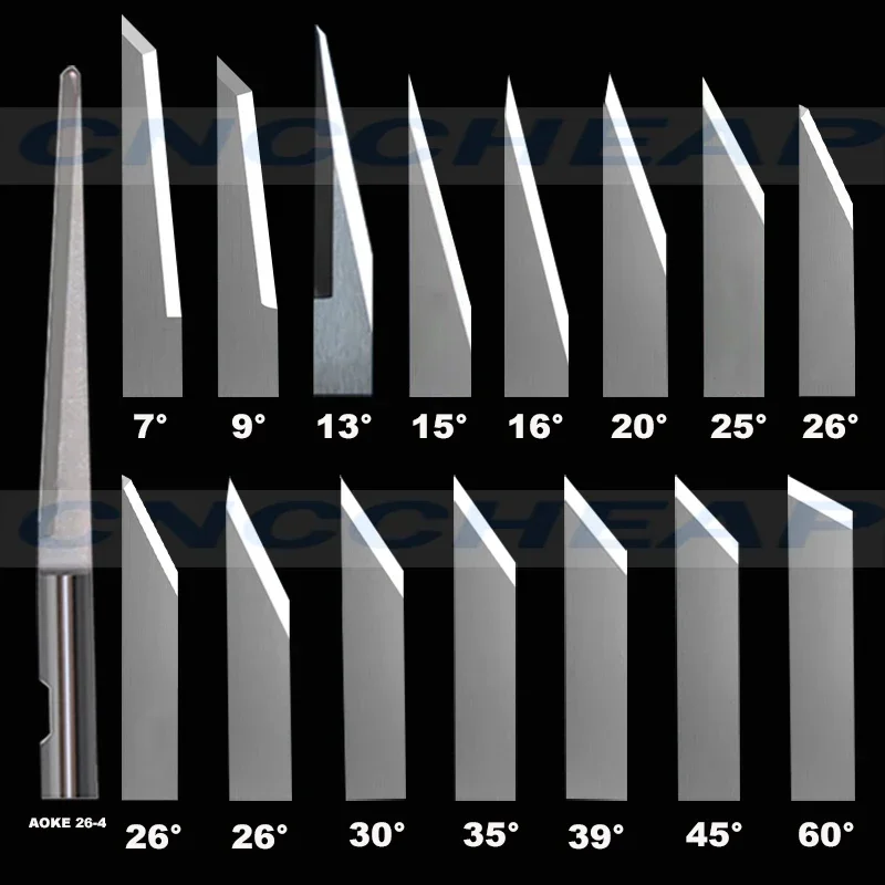 Tungsten Carbide Blade For AOKE AOL JINDEX IECHO JWEI ZUND ATOM RZCUT COMELZ ESKO KONGSBERG 7° 9° 15° 16° 20° 25° 26° 45° 60°