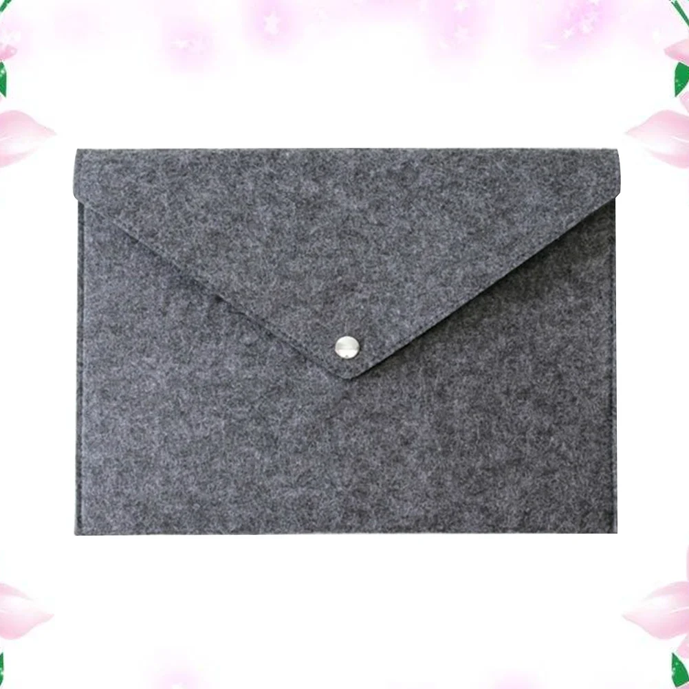 Felt File Folder Dark Grey Large Capacity A4 Paper Document Organizer Button Closure Office School Envelope Handbag Letter Size