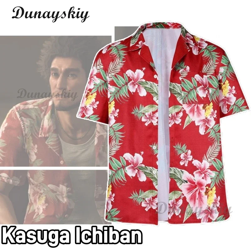 Kasuga Ichiban game coat red printed coat gangdom costume cosplay Tojo clan daily outfit Halloween cos party for Man Fantasy