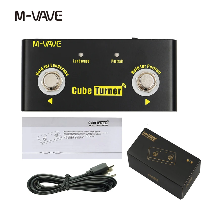 M-vave Cube Turner Wireless Page Turner Pedal Rechargeable Music Sheet Turner Supports Looper Connection for iPad iPhone Android