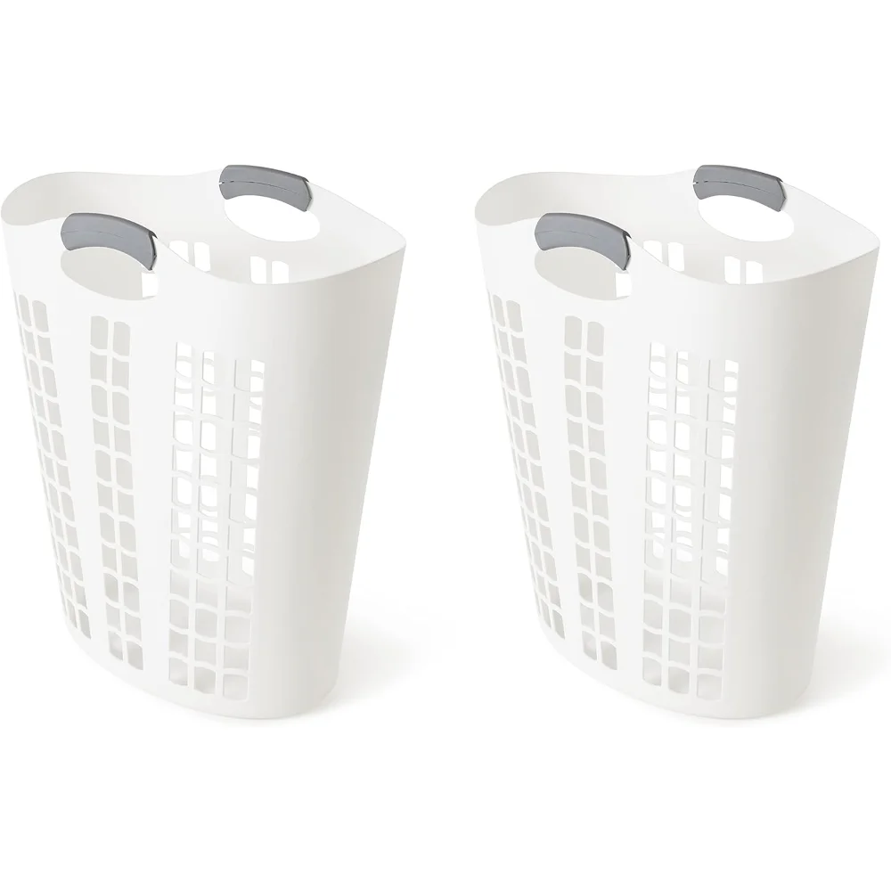 

Easy Carry Flex Hamper, Large 87.5 Liter Lightweight Plastic Ventilated Laundry Basket Clothes Bin with Handles, Storage Baskets