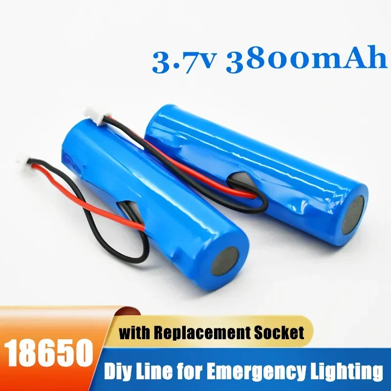 Diy Battery 3.7V 3800Mah Li-Ion Rechargeable Battery 18650 Battery with Replacement Socket Diy Line for Emergency Lighting