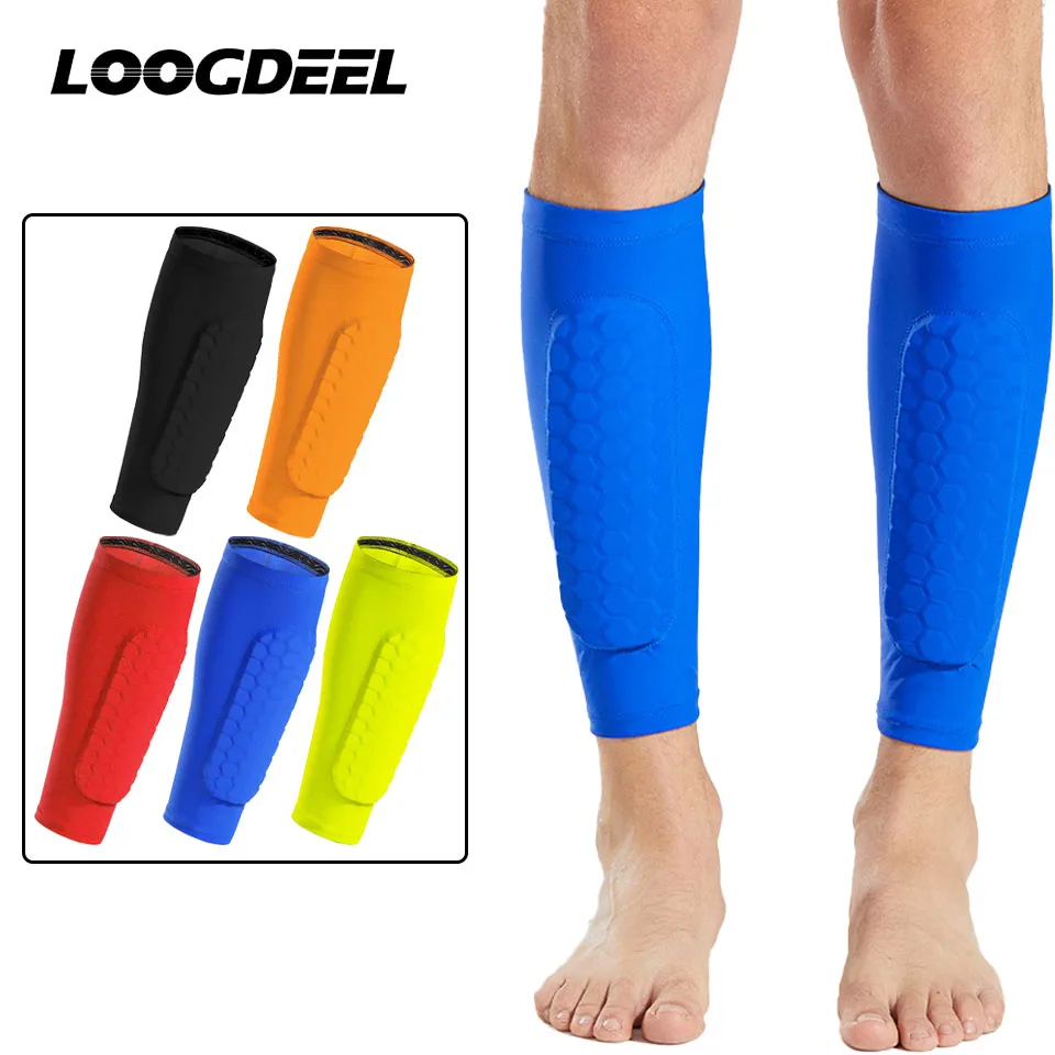 Loogdeel 1 Stück Beinmanschetten, Schienbeinschoner, stoßfest, Wabenmuster, Nylon, Stützsocke, Fußballschutz, Sport-Leggings, Schienbeinschutz
