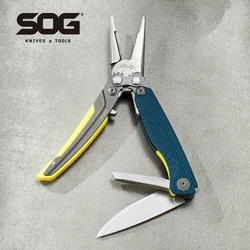 SOG 5 Tools Mini Multi-tool Fishing Pliers Pocket EDC Knife Lightweight Compact Multitool for Outdoor Hiking Camping Supplies