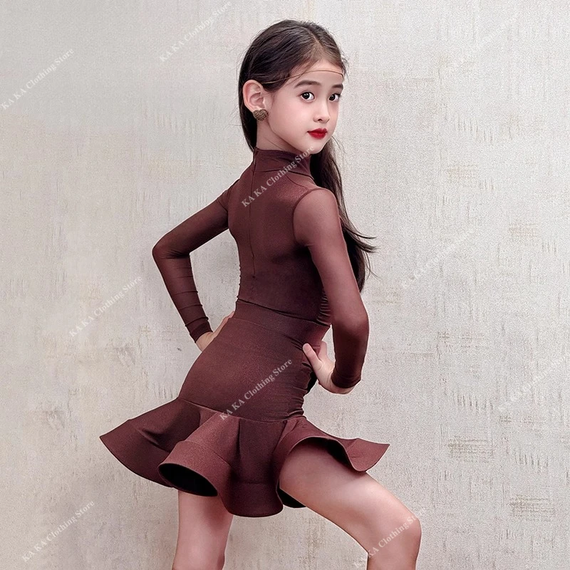 Rumba Tango Samba Latin Dance Kostüm Mädchen Salsa Latin Praxis Tanzkleid Kinder Tanzwettbewerb Gesellschaftstanz Kleider