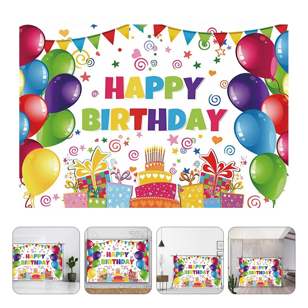 

Happy Birthday Photo Background Cloth Vinyl Balloon Decor Party Supplies Non Birthday Backdrop Fade Tear Proof Print