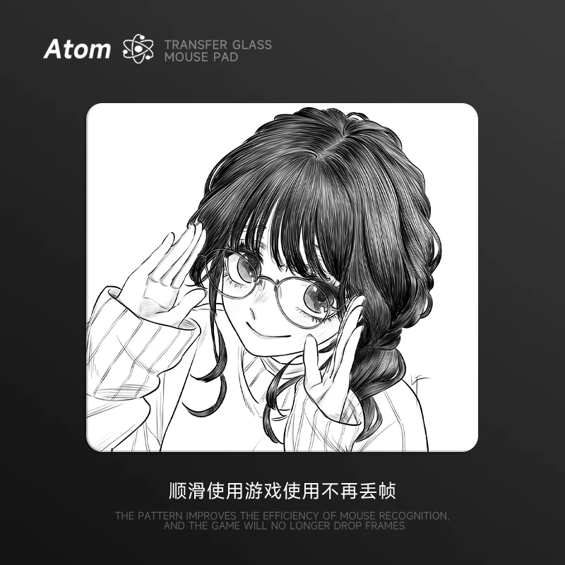 

ATOM Photovoltaic Glass Mouse Pads Tempered Upgrade Smooth FPS Esports Office Desk Mat Custom Anime Mouse Pad Gaming Accessories