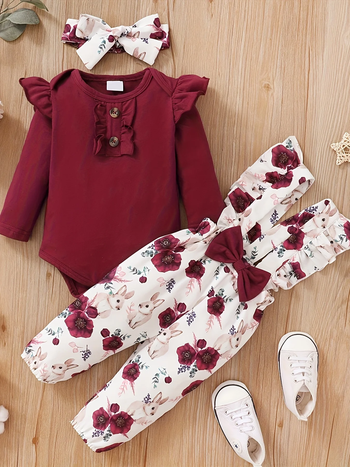 

Toddler Baby Girl Outfits, Ruffle Long Sleeve Romper Suspender Pant Set Toddler Baby Girl Cute Outfits