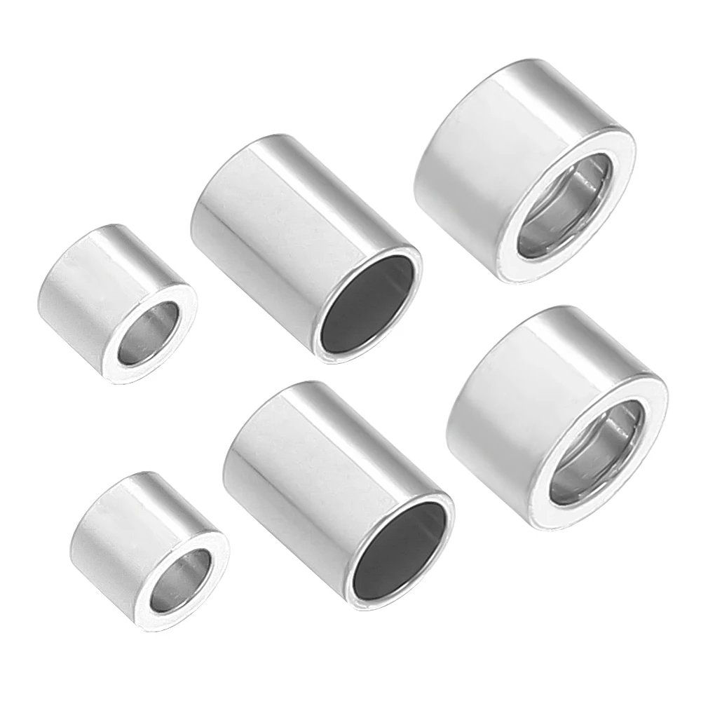 20pcs/lot Stainless Steel Tube Spacer Beads Charms Slider Big Hole Beads For Jewelry Making DIY Leather Bracelet Findings