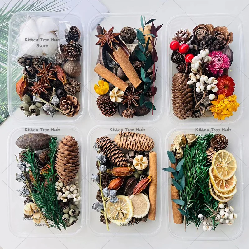 Handmade DIY Material Kit Mixed Natural Plant Dried Flowers Kindergarten Forest Style Creative Decoration Christmas Pine Cones
