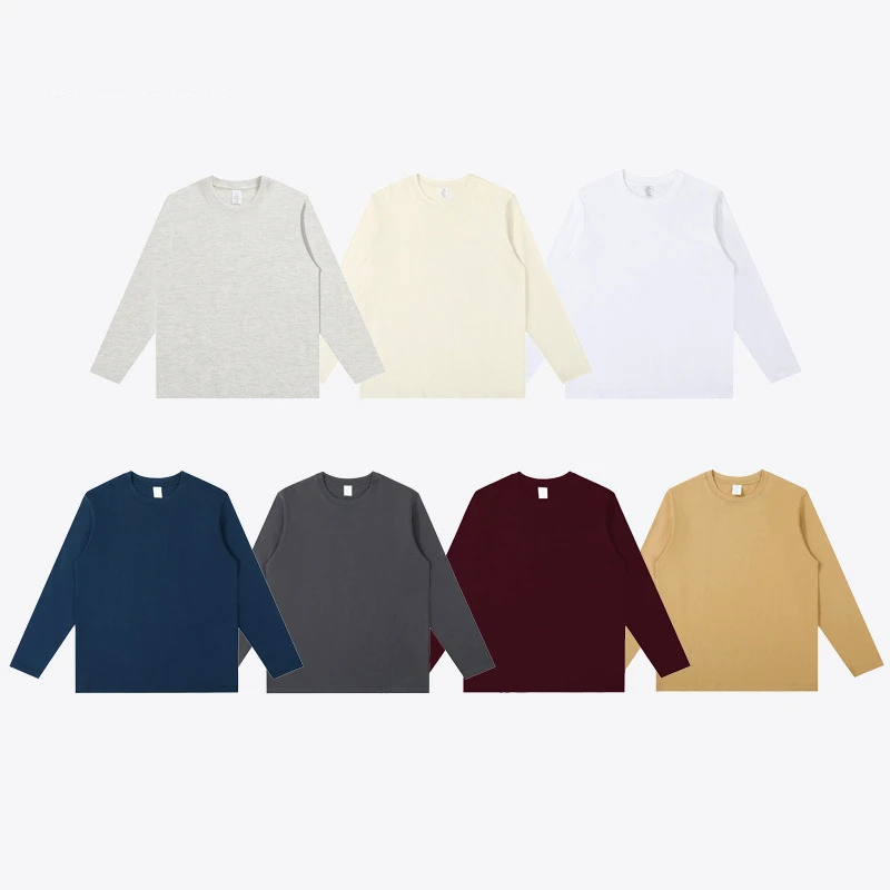 MRMT 2026 Brand New Combed Compactall Cotton Heavy Round Neck Solid Color Long Sleeve Men\'s T-Shirt Loose Bottomed Shirt Men\'s