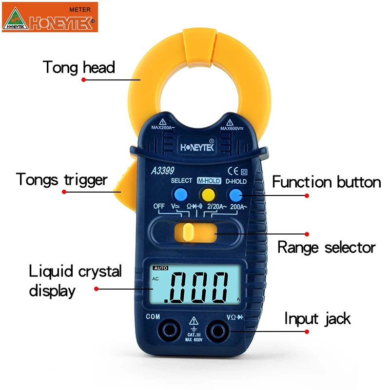 Mini Pocket Professional Digital Clamp Multimeter Tester Meter Voltage Current Resistance Capacitance Automotive Bag Optional