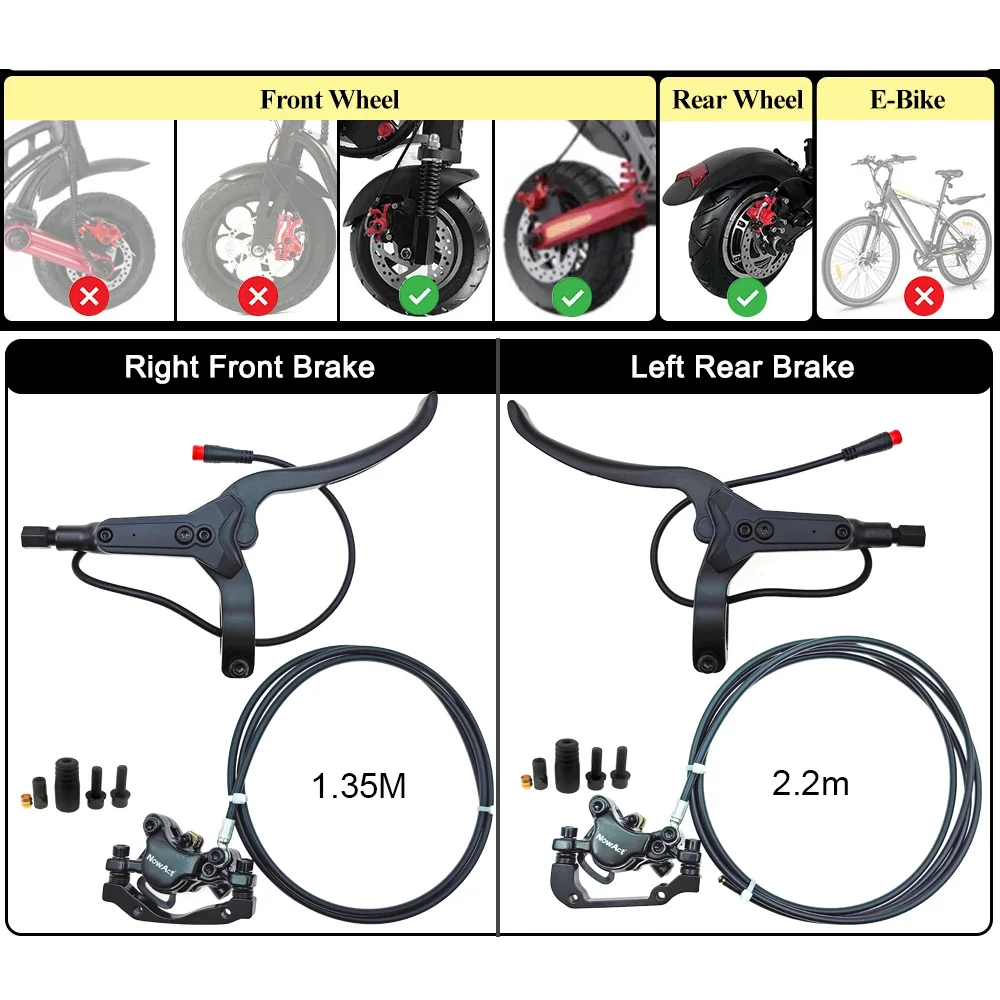 Electric Scooter Bicycle Hydraulic Disc Brake Waterproof Sensor 2 Pin Male 140 160MM For Kugoo G2 Pro M4 M5 Langfeite L8 Scooter