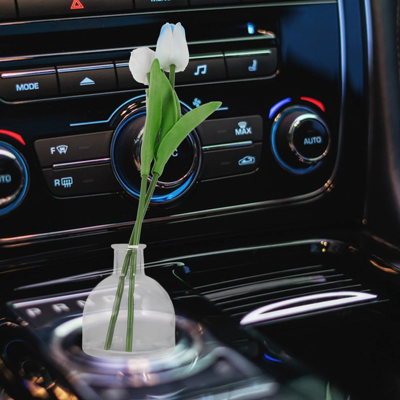 

1Set Car Flower Ornament Realistic Tulip in Vase for Interior and Home Decorations Car Flower Decor Dashboard Accessories