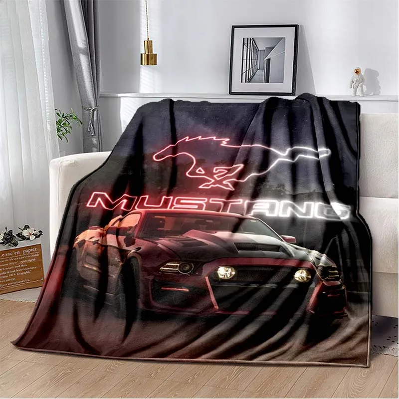 Fashion Sports Car F-Ford Mustang Printed Soft Blanket Living Room Bedroom Bed Blanket Warm and Comfortable Travel Gift blanket