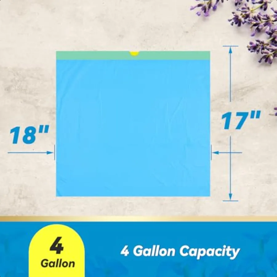 Bolsas de basura pequeñas con cordón de 4 galones, extra gruesas, 300 unidades, 15 micrones, resistentes a desgarros, pequeñas bolsas de basura para baño y oficina