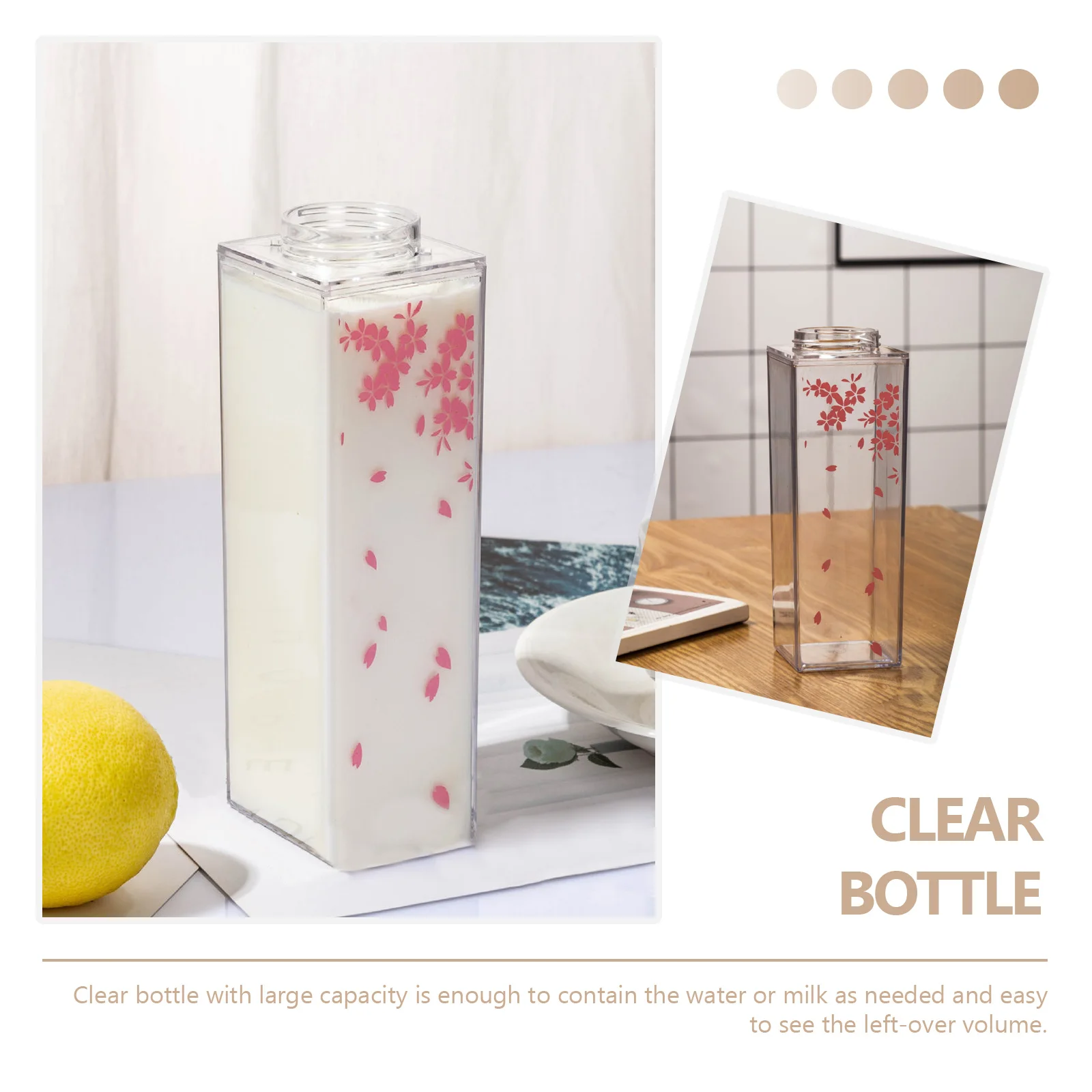 

Juice Milk Cup Large Capacity Leak Proof Bottle Transparent Packing House Shaped Simple Design Gym Workout Office Use