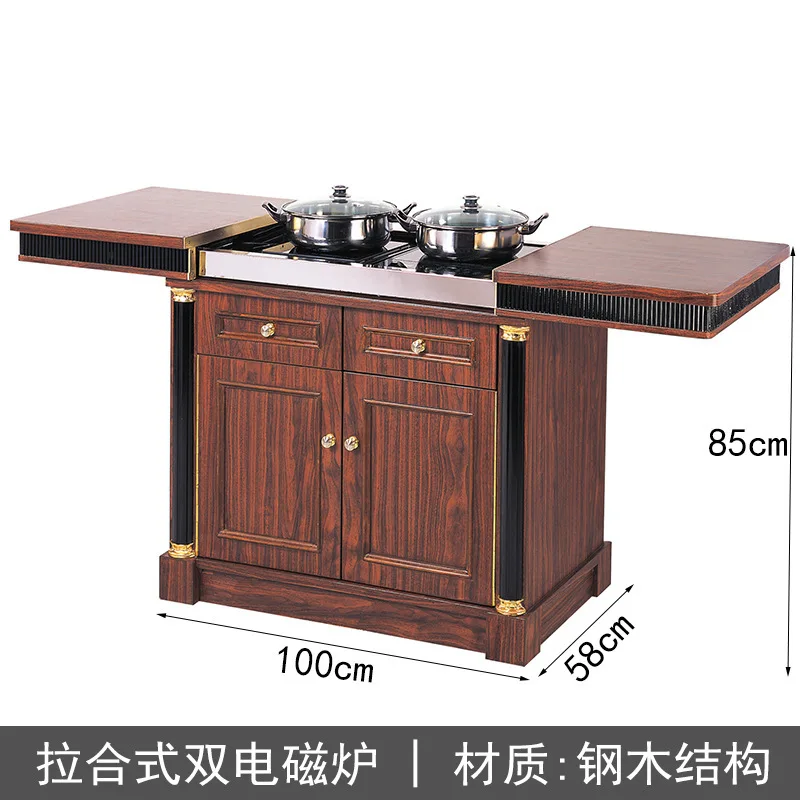 

High-end cooking cart Hand-pushed mobile abalone cart Hotel restaurant Lobby private room On-site heating Cooking hall Car
