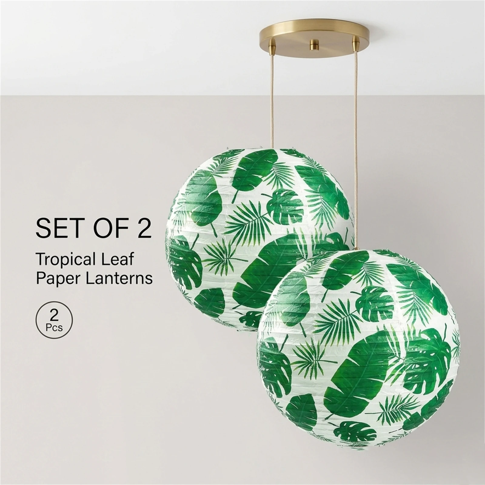 

2 шт. 45 см Подвесной светильник-абажур из бумаги в виде тропического пальмового листа, декор для дома, для спальни, столовой, гостиной