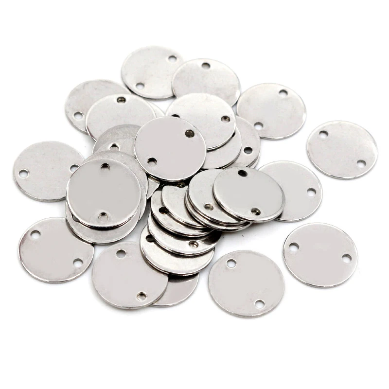 15pc/lot 12mm 15mm No Fade Charms 316 Stainless Steel Round Charms for necklace pendant charms diy jewelry making