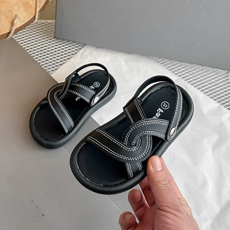 

Baby Boys Sandals 2025 Summer Beach Shoes for Kids Girls Slides Cross-tied Platform Slingback Shoes Soft Slip-ons Sandals
