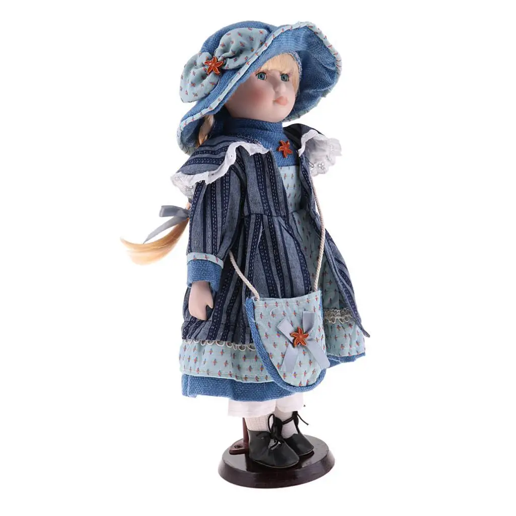 

40cm Workmanship Vintage Porcelain Dolls with Display Stand