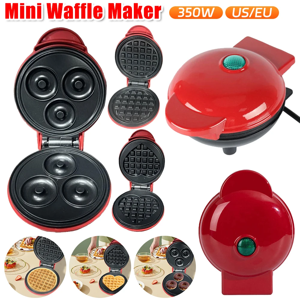 Mini Waffle Maker Nonstick Electric Breakfast Maker Quick Heat-Up Household Breakfast Electric Baking Pan for Kids and Families