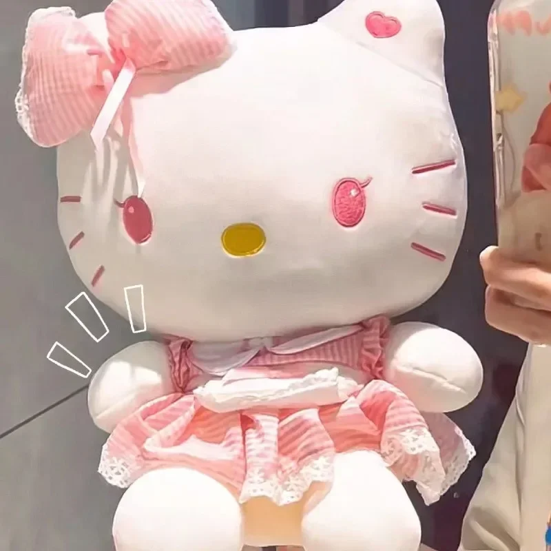 80cm Big Size Hello Kitty Anime Stuffed Plushies Doll Cute Lolita Kt Cat Soothing Doll Soft Plush Cushion Girl Holiday Gift