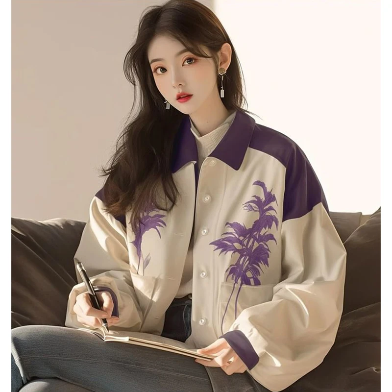 

Floral Printed Coats Women Long Sleeve Casual Pullover Office Lady Casual Wear Tops Oversized