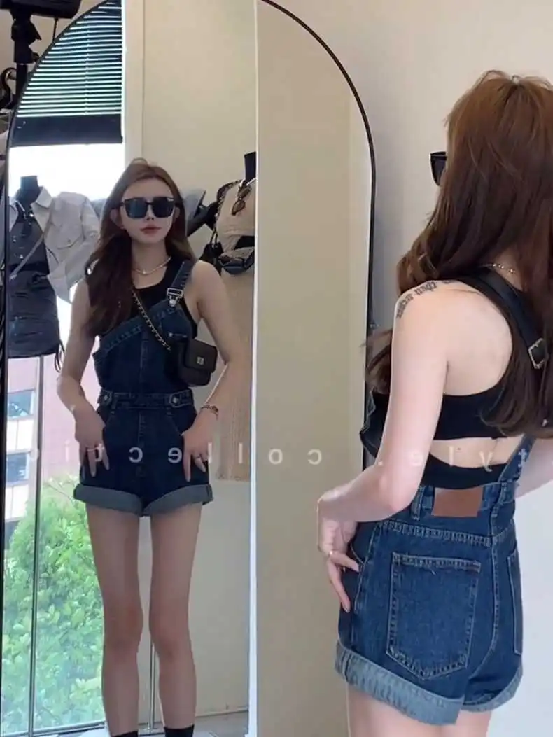 

Rompers Woman Playsuits Zipped Harajuku Strapping Tightfitting Special Spliced Regular Pile Bottom Windproof Formal Flounce