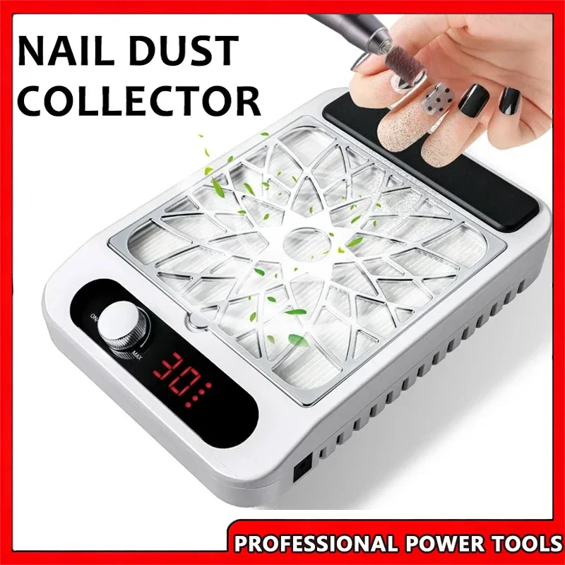 

Professional Nail Dust Vacuum Collector with Reusable Filter - Powerful Adjustable Speed Nail Dust Extractor Manicure Equipment