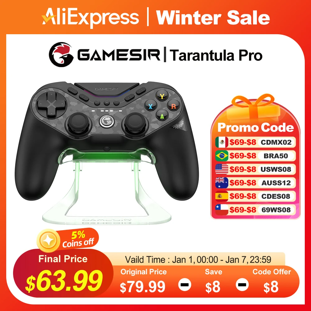 GameSir Tarantula T3 Pro Controller for Nintendo Switch PC Steam Android iOS with Hall Micro Switch Trigger,9 Mappable Buttons