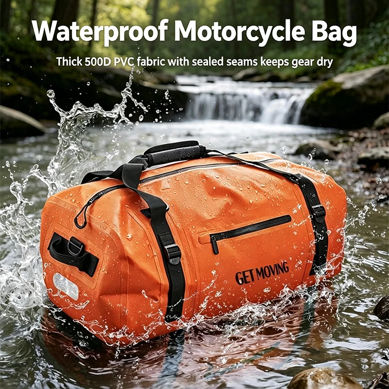 Motorcycle Waterproof Travel Bag 30/50/70L Motorbike Back Seat Bag Backpack Adventure Camping Outdoor Waterproof Storage Pouch