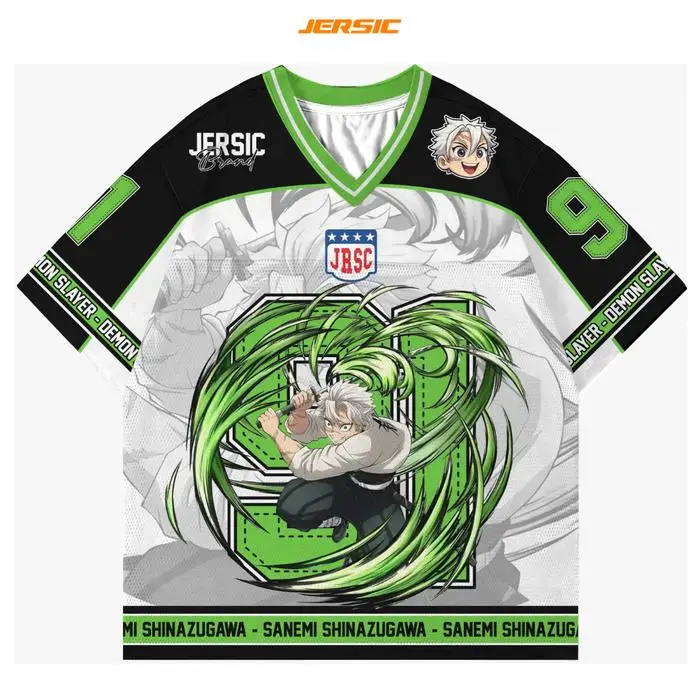 91 جيرسي شيطان القاتل سانيمي كيميتسو الكورية نمط Kpop البيسبول الهوكي المعتاد تي شيرت عادية موضة أنيمي اليومية للجنسين تيز