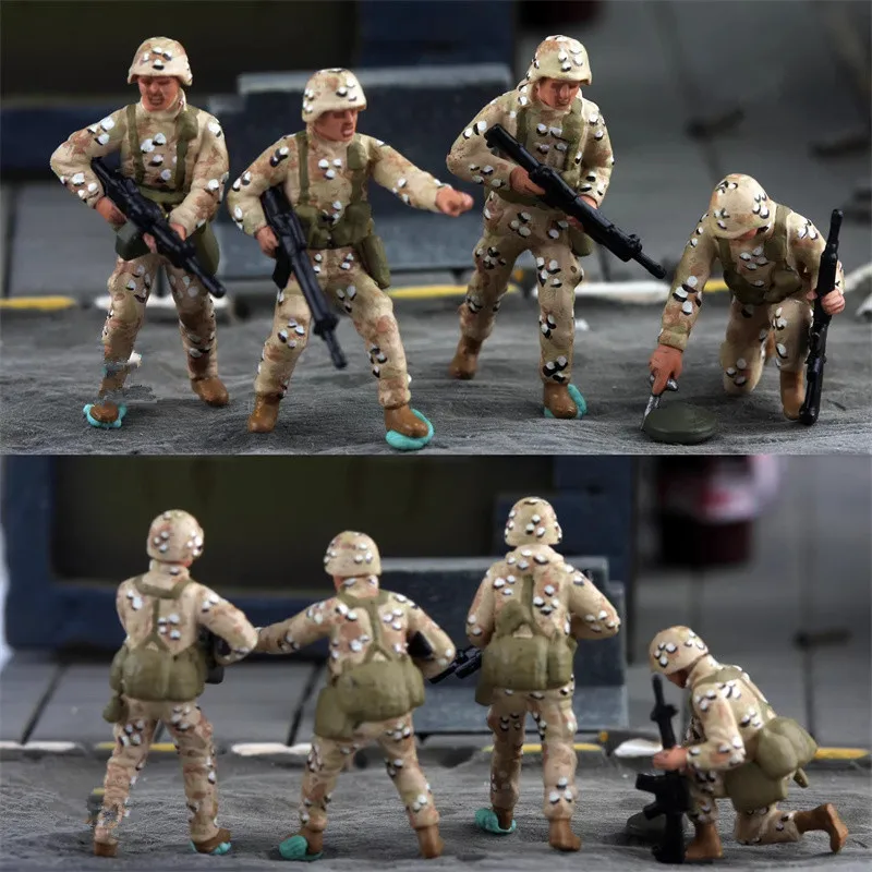 1:72 نموذج رسمت 4 قطعة البحرية الأمريكية 1st شعبة الجنود عمل الشكل DIY المشهد ملحق الألغام التخليص مجموعة فريق القتال #2