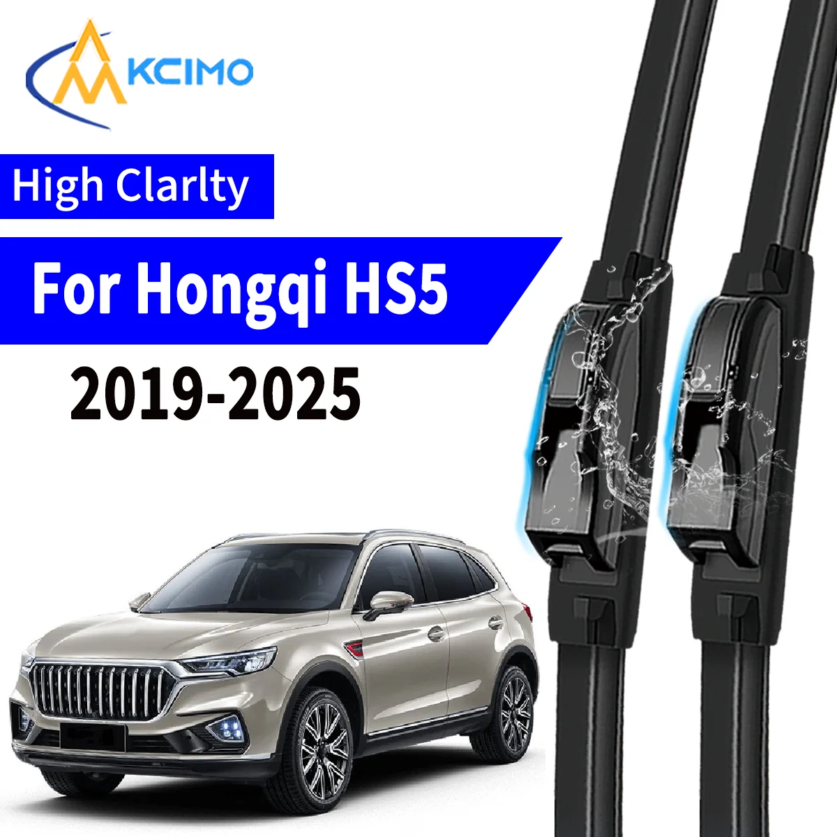 

2pcs Car Wiper For Hongqi HS5 2019-2025 Front Windscreen Wiper Blade Silent Soft Rubber