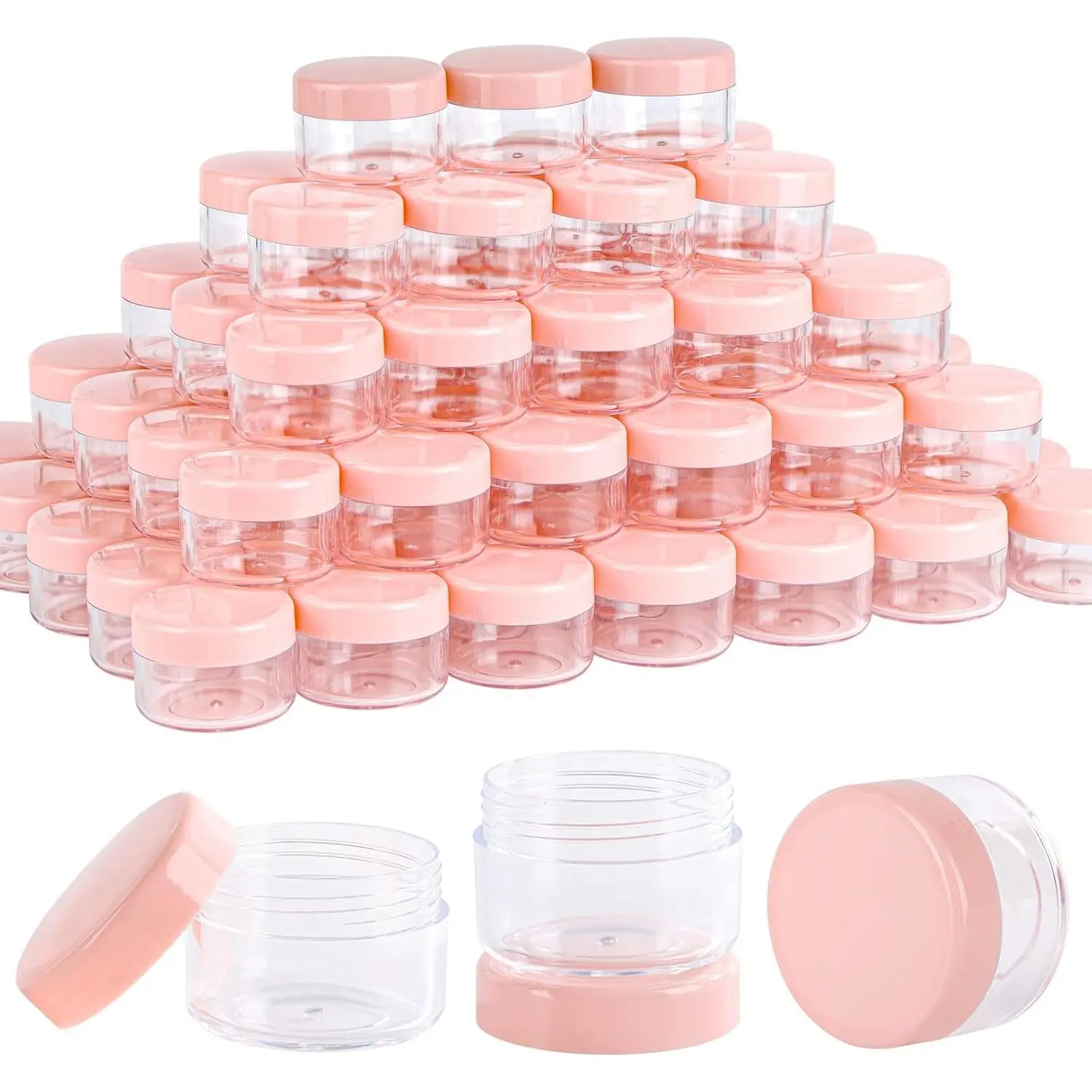 50 Stück 15g Kleine Probenbehälter Make-up Plastikdosen mit Deckeln Reise-Leerflaschen Make-up-Organizer Aufbewahrung – Detail 1