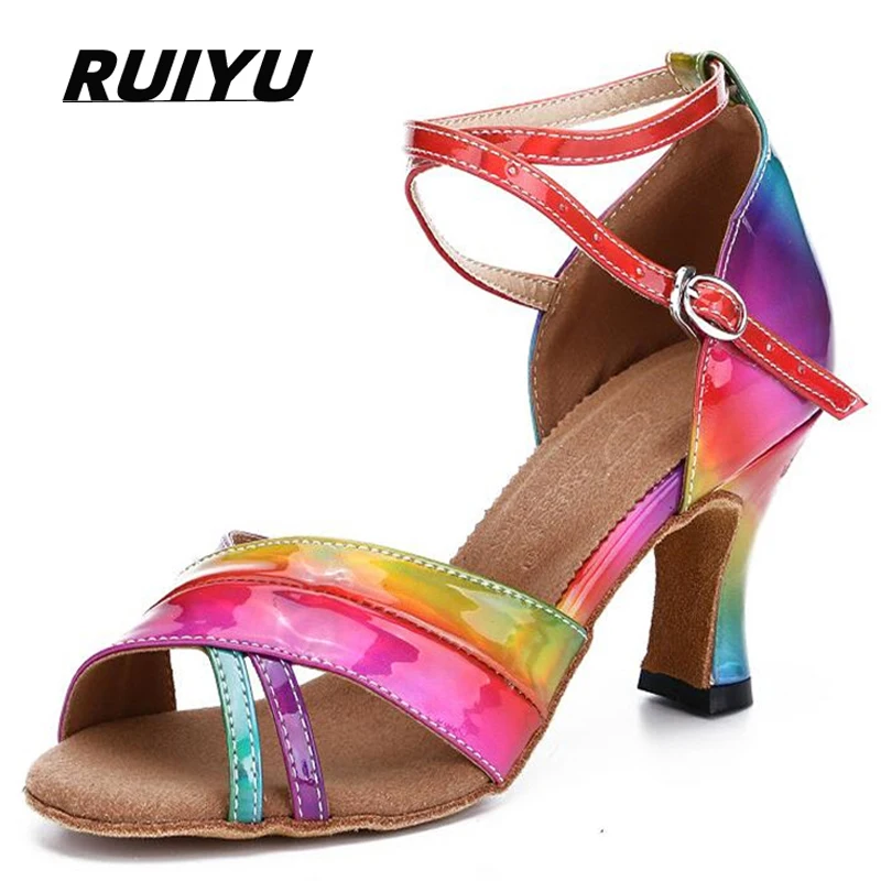 

Latin Dance Shoes Summer Salsa Tango Ballroom Party Women's Shoes Colorful High Heeled Sandals Girls Outdoor Sports Shoes