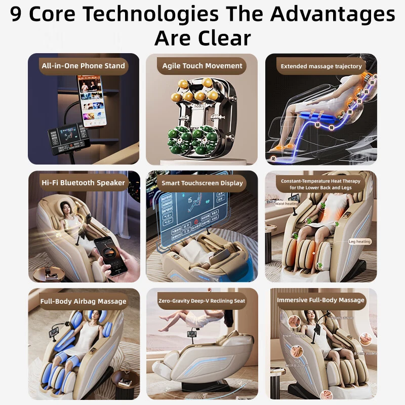 LEERCON  Electric  Ai Massage Chair  Full Body Jade Calf Shiatsu Zero Gravity Massager Back and Neck  Legs Bionic Stretching